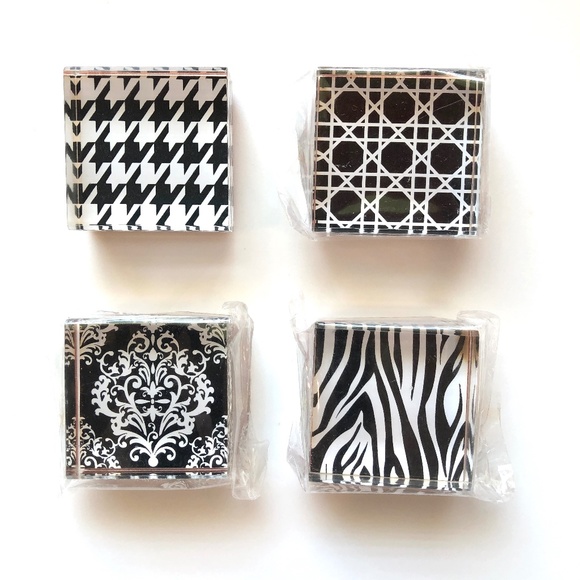 MICHAELS Zebra, Houndstooth, Bamboo Cane + Baroque Rubber Stamp Acrylic Set of 4 - Picture 1 of 8